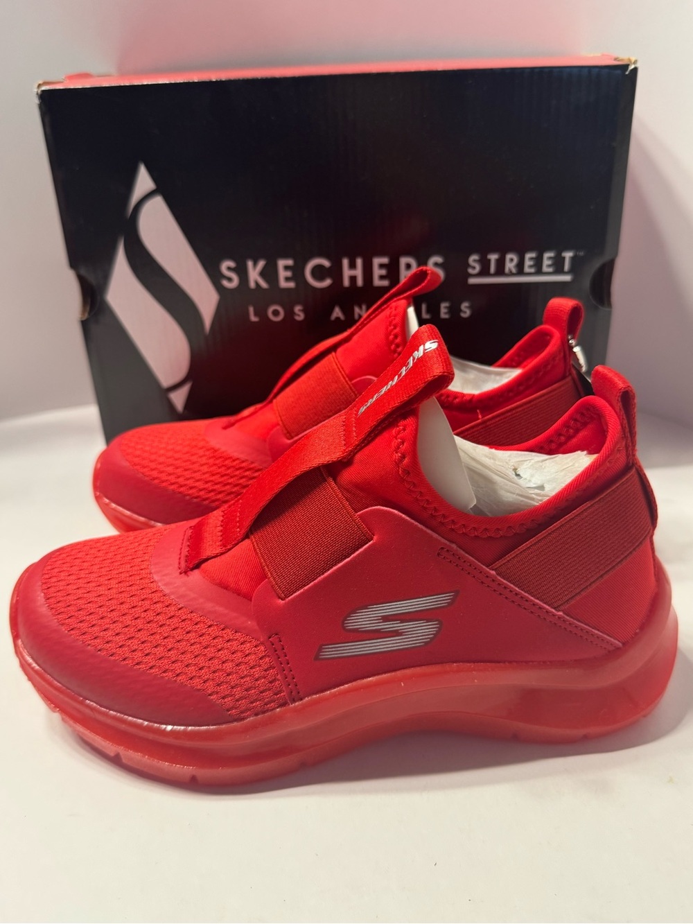 NIB Skechers Kids Red Slip-On Athletic Sneakers size 1.5